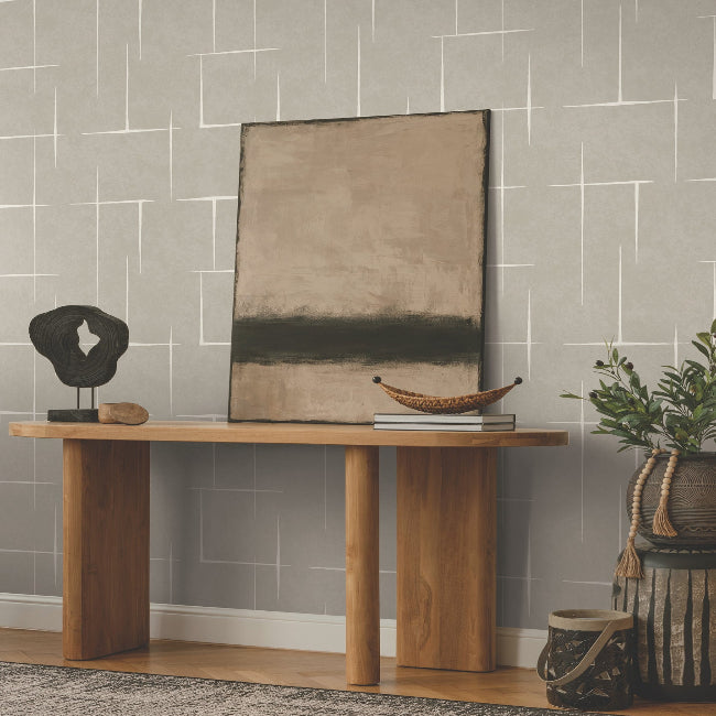 Malia Wallpaper- White & Taupe