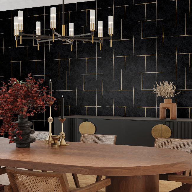 Malia Wallpaper- Gold & Black