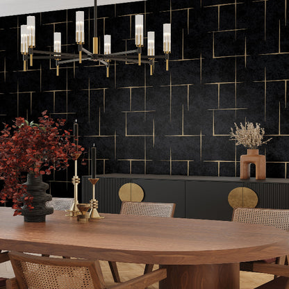 Malia Wallpaper- Gold & Black
