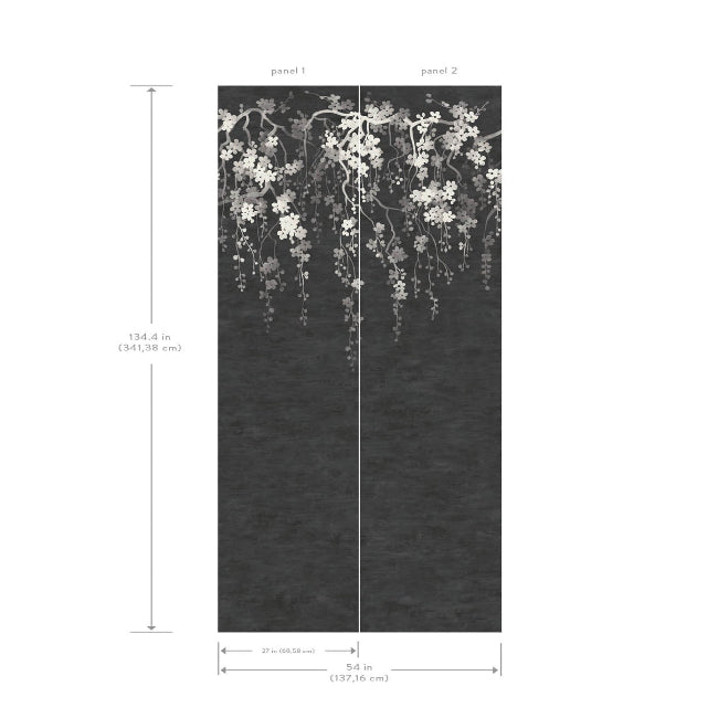 Sakura Blooms Wall Mural- Black