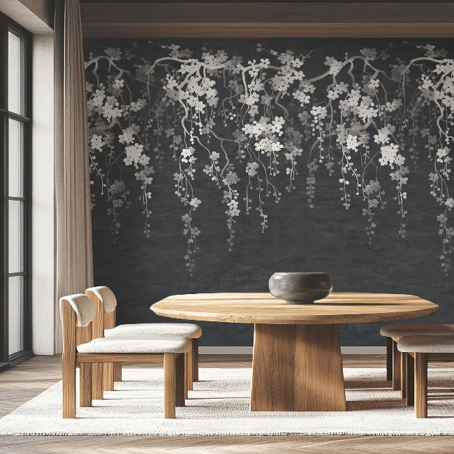 Sakura Blooms Wall Mural- Black