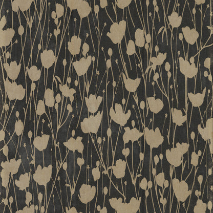 Shimmering Poppies Wallpaper- Black & Gold