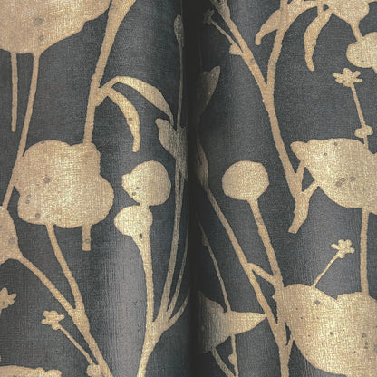Shimmering Poppies Wallpaper- Black & Gold