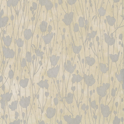 Shimmering Poppies Wallpaper- Cream & Silver