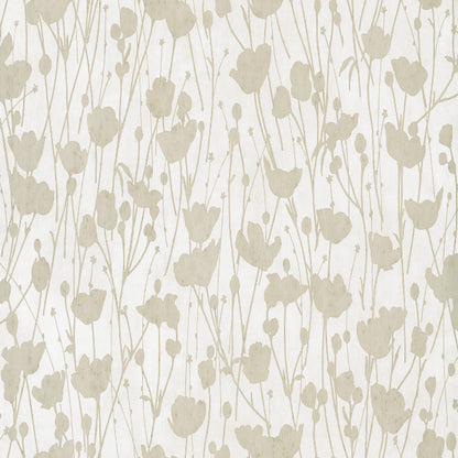 Shimmering Poppies Wallpaper- White & Gold
