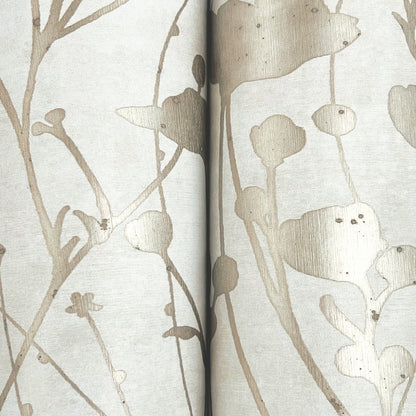Shimmering Poppies Wallpaper- White & Gold