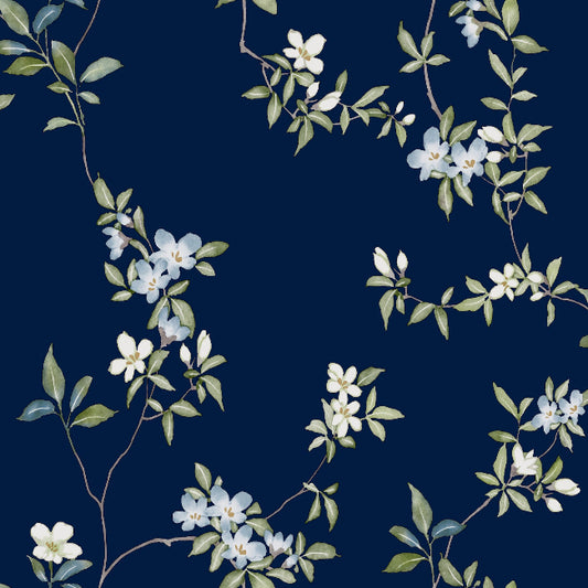 April Blossom Wallpaper- Navy