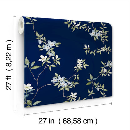 April Blossom Wallpaper- Navy