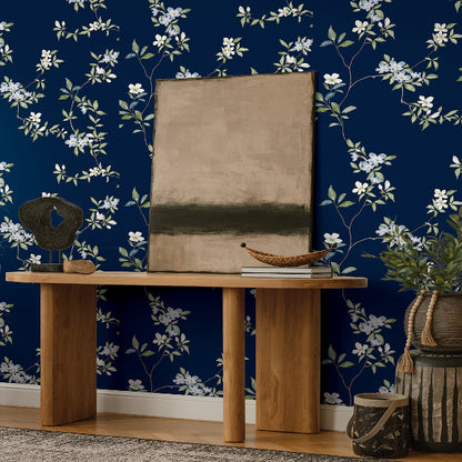April Blossom Wallpaper- Navy