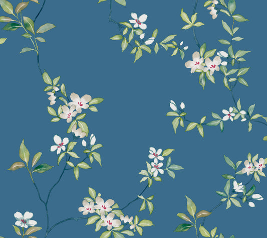 April Blossom Wallpaper- Cobalt