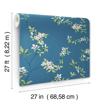 April Blossom Wallpaper- Cobalt