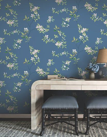 April Blossom Wallpaper- Cobalt