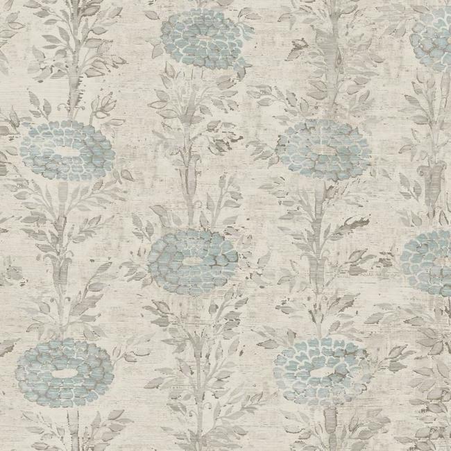 French Marigold Wallpaper (Cream/Light Blue)