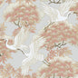 Sprig & Heron Wallpaper (Coral)