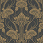 Nouveau Damask Wallpaper (Black/Gold)