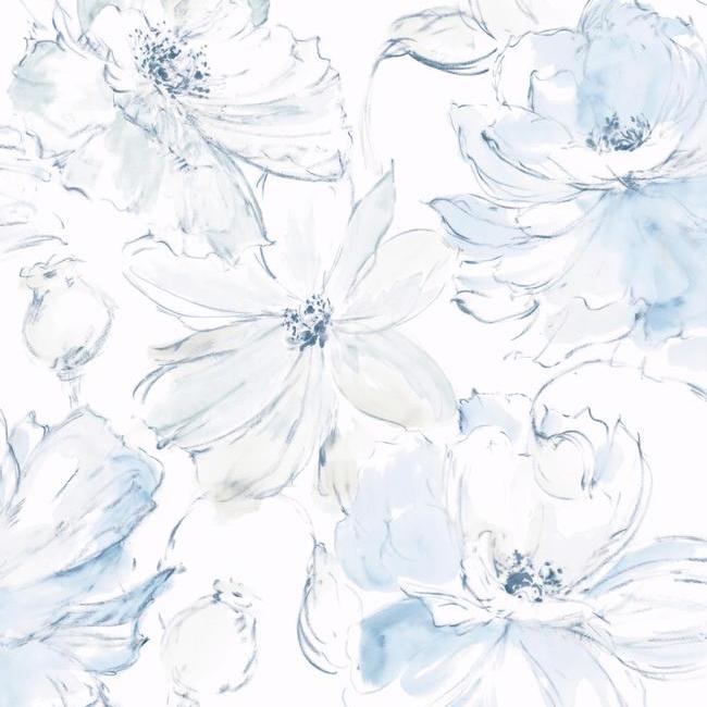 Floral Dreams Wallpaper (True Blue)