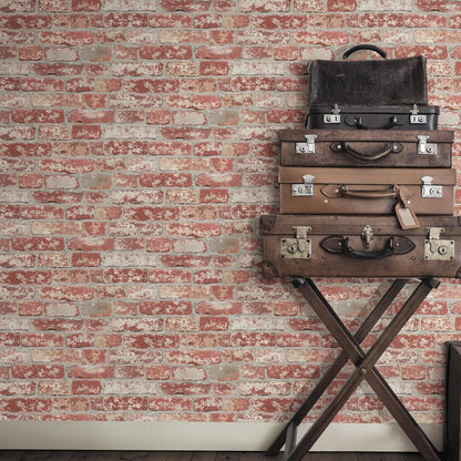 Brick Peel and Stick Wallpaper (Bright Red)