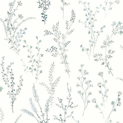 Wildflower Sprigs Wallpaper (Blue/Green)
