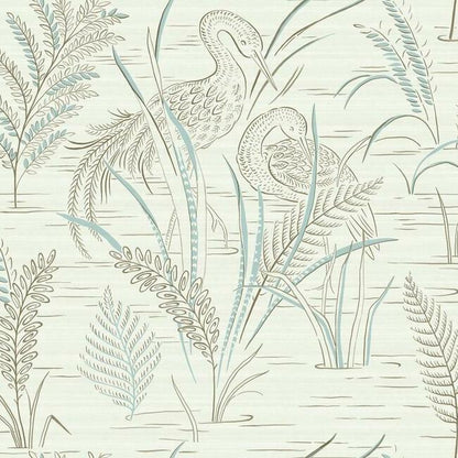 Fernwater Cranes Wallpaper (Brown/Blue