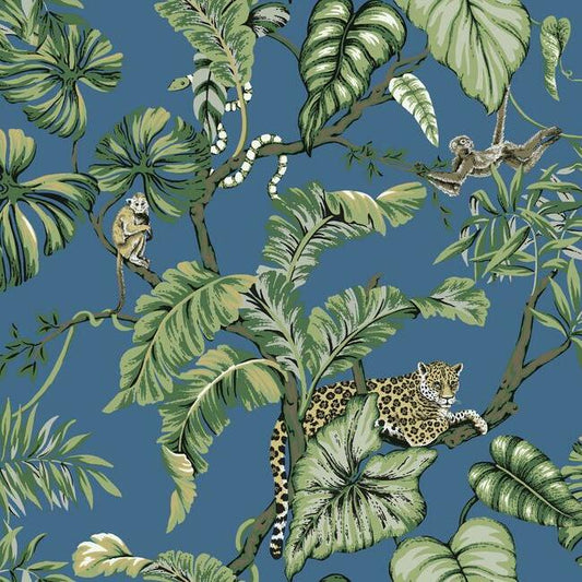 Jungle Cat Wallpaper (Cobalt)