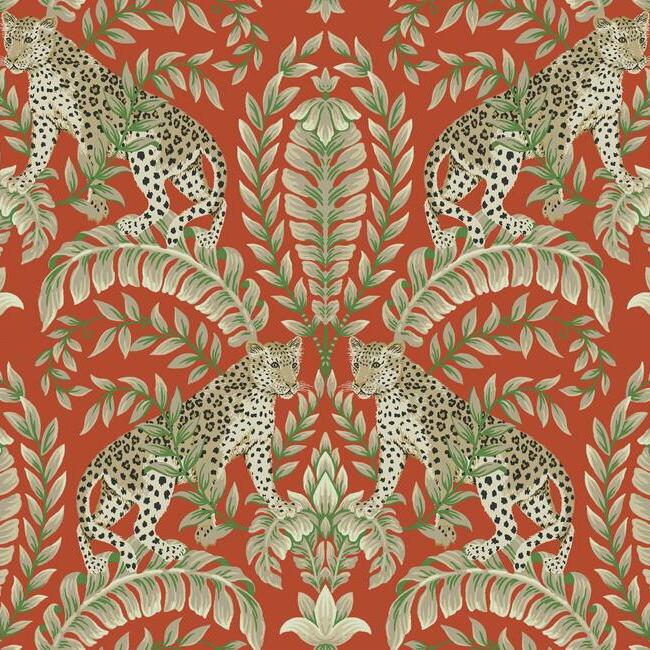 Jungle Leopard Wallpaper (Orange)