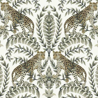 Jungle Leopard Wallpaper (White/Black)
