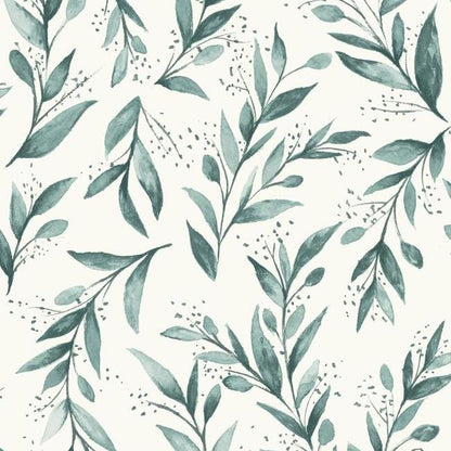 Olive Branch Wallpaper (Teal)