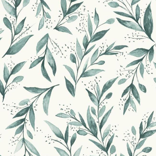 Olive Branch Wallpaper (Teal)