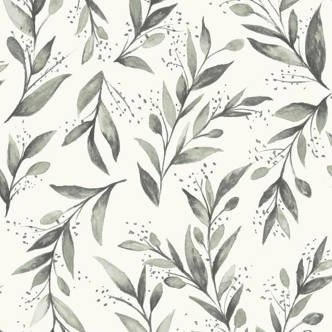 Olive Branch Wallpaper (Charcoal)
