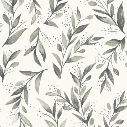 Olive Branch Wallpaper (Charcoal)
