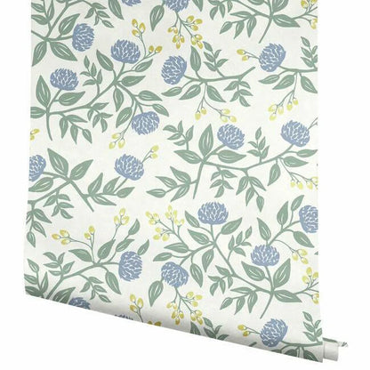Peonies Wallpaper(Periwinkel & Sage)