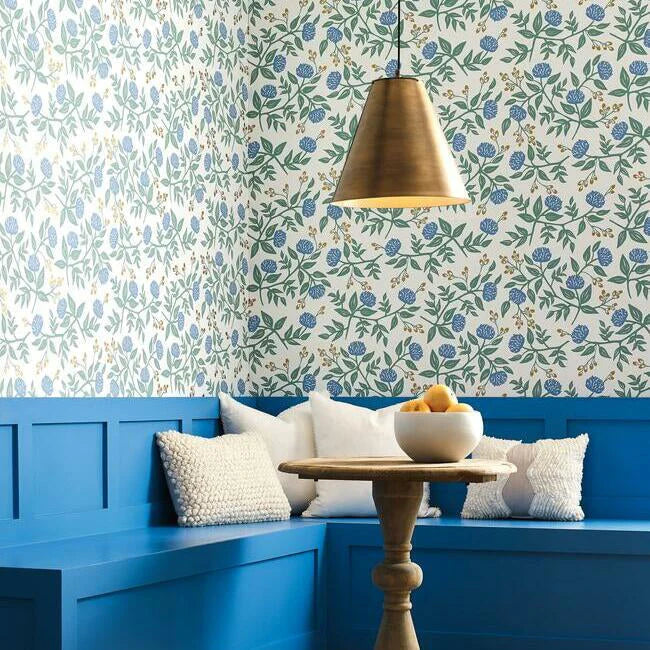 Peonies Wallpaper(Periwinkel & Sage)