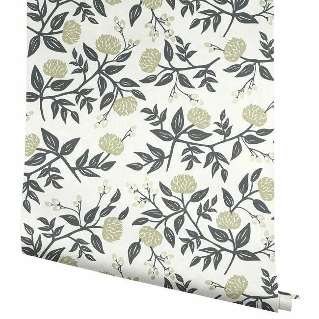Peonies Wallpaper (White & Black)